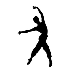 Silhouette of a woman in casual costume jumping or dancing pose.