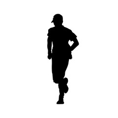 Silhouette of a sporty man doing jogging. Silhouette of a man in pose of healthy running.