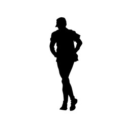 Silhouette of a sporty man doing jogging. Silhouette of a man in pose of healthy running.