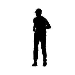 Silhouette of a sporty man doing jogging. Silhouette of a man in pose of healthy running.