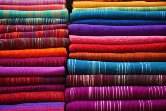 photos of hand-woven textiles in bright colors