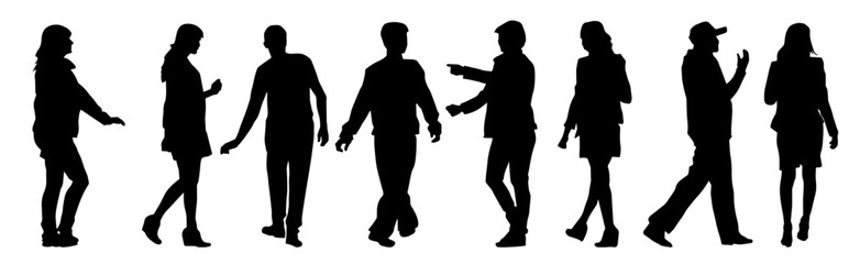 Silhouette of people in office worker suit. Silhouette of corporate people in conversation pose.