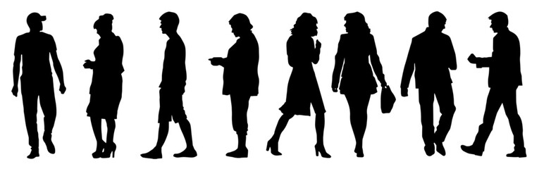 Silhouette of people in office worker suit. Silhouette of corporate people in conversation pose.