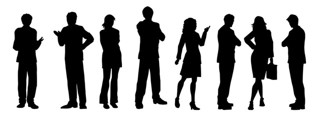 Silhouette of office worker or business people stand in line. 