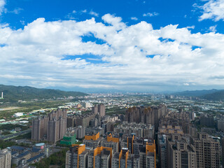 Fototapeta na wymiar Aerial view of Sanxia District in New Taipei City, Taiwan. National Taipei University (NTPU) located here.