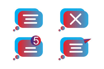 set of icons mesage for web design blue and red colours