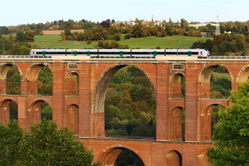 Goltzsch Viaduct, the largest brick-built railway bridge in the world, located in Saxony, Germany.