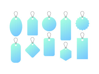 Label mockups. Flat, blue, sticker mockups, label layouts, sticker mockups. Vector icons
