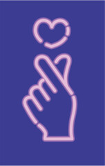 ネオンライトのサイン風アイコン_指ハート