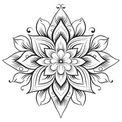 Fototapeta premium Circular pattern in the form of a mandala. Henna tatoo mandala. Mehndi style. Decorative pattern in oriental style. Coloring book page. Generative AI