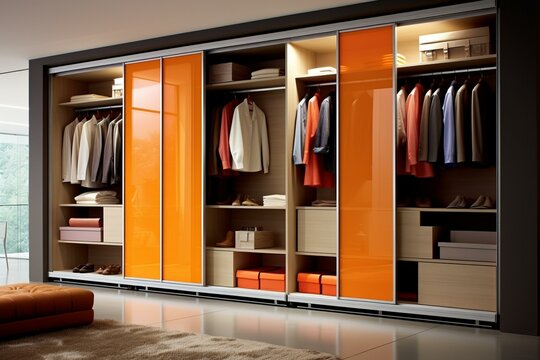 interior sliding wardrobe. Generative AI