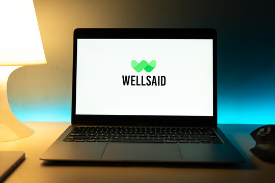 West Bangal, India - july 5, 2023 : WellSaid ai logo on phone screen stock image.