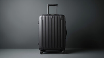 Vacation luggage concept, background with space for text. Black baggage mockup