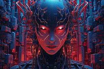 Mix of android and artificial intelligence robot