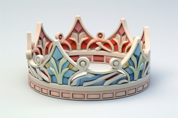 A pastel-colored geometric crown design for a king, featuring intricate patterns and soft hues for a regal yet gentle aesthetic.  