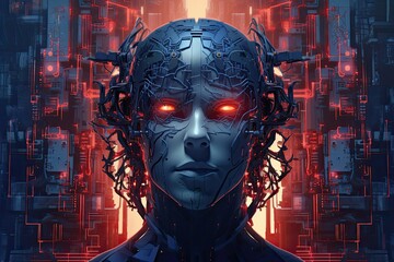 Mix of android and artificial intelligence robot