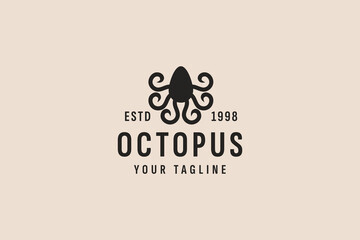 vintage style octopus logo vector icon illustration