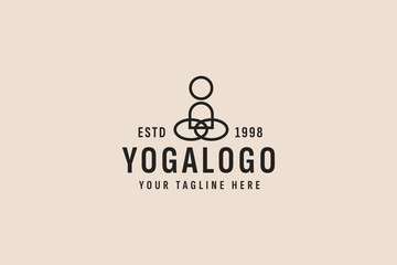 vintage style yoga logo vector icon illustration