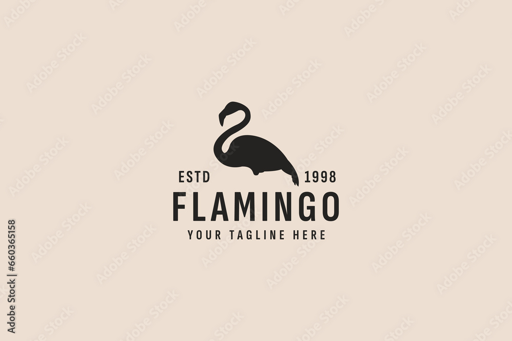 Sticker vintage style flamingo logo vector icon illustration