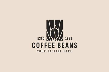 vintage style coffee beans logo vector icon illustration