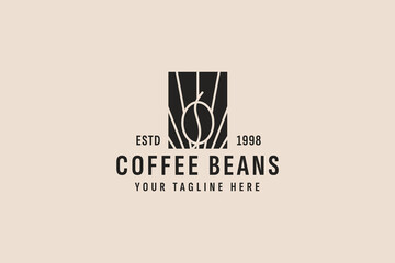 vintage style coffee beans logo vector icon illustration