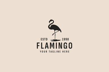 vintage style flamingo logo vector icon illustration