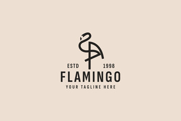 vintage style flamingo logo vector icon illustration © Dyn Studio