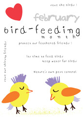 two birds on a branch. bird feeding month. Save the nature pest control and feed birds.