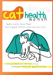 cat health month. Cats need medical and dental care too. Cat line art . cat health line art