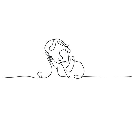 recommend clip art: Line art vector of old woman. Elderly mental health art. Mental health awareness concept. mental health line art 