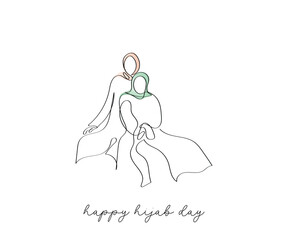 world hijab day celebrated every year on february 1st. Muslim woman vector art. Hijabi girls