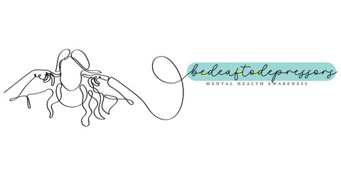 line art of a man suffering from tinnitus, The ringing ear disease concept.