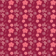 Red floral beautiful seamless pattern design for decorating, wrapping paper, wallpaper, fabric, backdrop and etc.