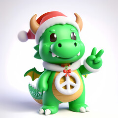 Cute green dragon Santa Clause peacemaker, Generated AI