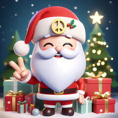 Cute green dragon Santa Clause peacemaker, Generated AI