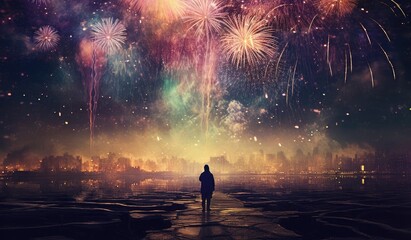 Fototapeta na wymiar Fireworks Event Celebration Night Sky