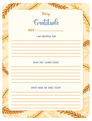 Autumn Leaves Gratitude Diary Template