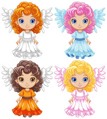 Angel Girl with Wings Cartoon Character