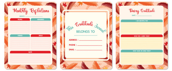 Naklejka premium Autumn Leaves Mental Health Check Note Template