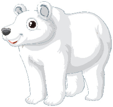 Polar Bear Cartoon Character on White Background