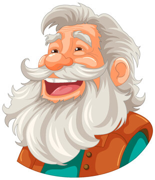 Smiling Lumberjack Old Man Cartoon Character