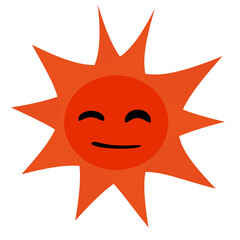 sun, red, cartoon, vector illustration, education for young children