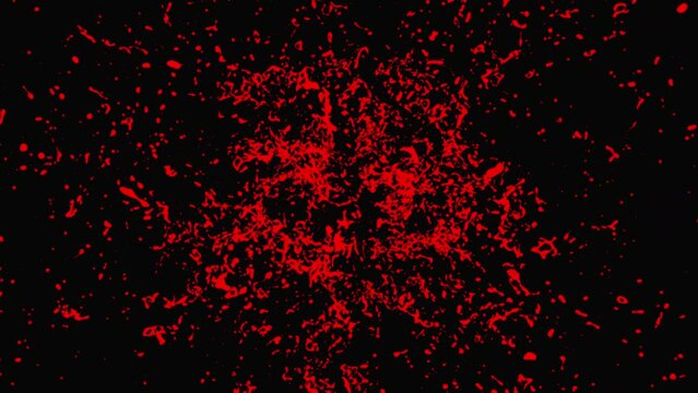 Abstract red blood ink watercolor splatter splash on black background, dangerous horror. Blood splash on black background, Red blood transition pattern background. High quality 4k footage. 