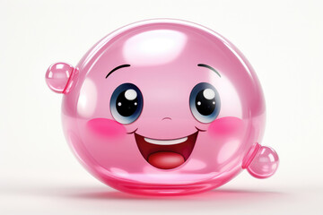 Fototapeta premium Bubbly soap bubble with a shiny and reflective smile isolated on white background