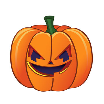 A scary pumpkin for Halloween in a cartoon game style.