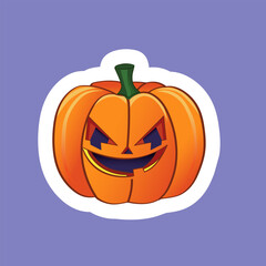 A scary pumpkin for Halloween in a cartoon game style.