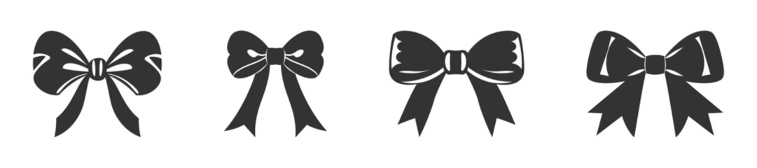 Christmas ribbon black, white silhouette. Vector illustration