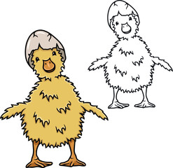 The duckling hatched from the egg