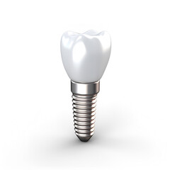 Dental tooth implant with a metal fin is isolated on a white background. concept of prosthetics and implantation in dentistry.