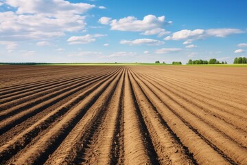 Spring Agriculture: Preparing Plowed Fields for Planting - obrazy, fototapety, plakaty